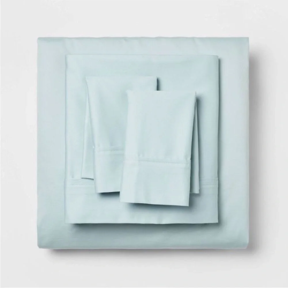 Threshold Solid Performance 400 Thread Count Cotton Sheet Set Twin/XL Twin Blue